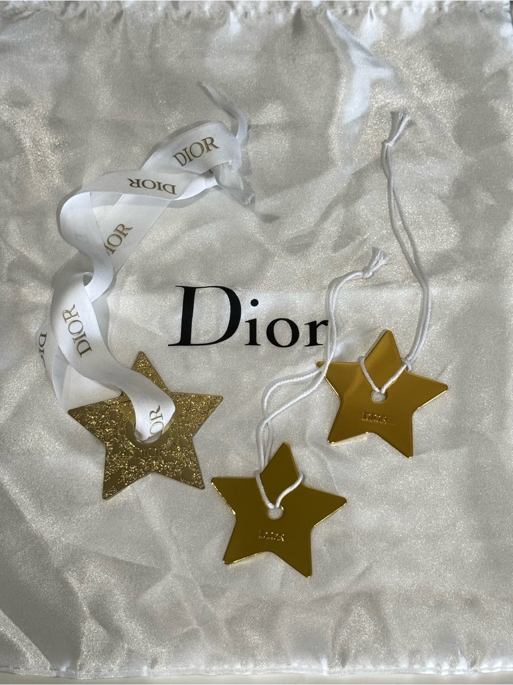 3 Dior Gold Star Charm Set w Dust Bag
